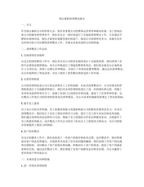 领志兼职清理整改报告