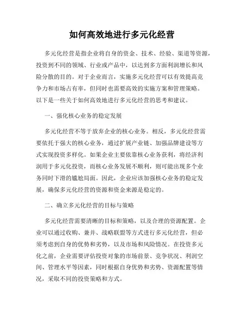 如何高效地进行多元化经营
