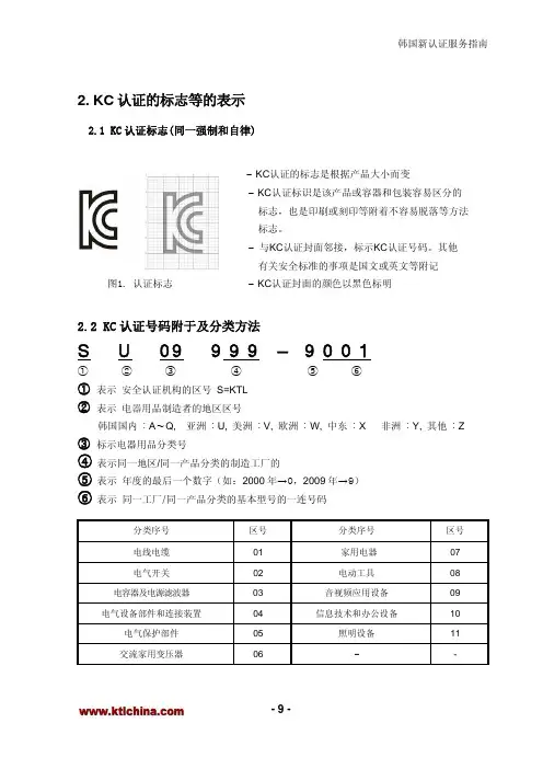 韩国KC认证安全标志及标签内容
