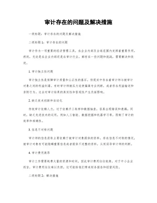 审计存在的问题及解决措施