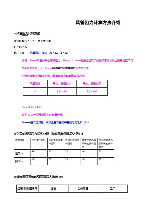 风管阻力计算方法介绍