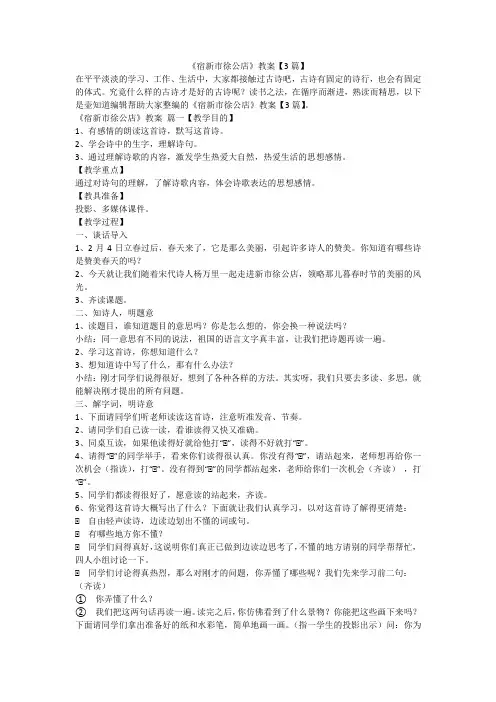 最新-《宿新市徐公店》教案【3篇】