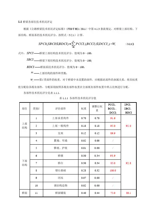 桥梁各部技术状况评定