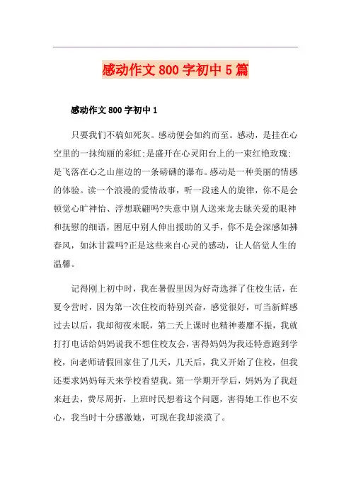 感动作文800字初中5篇