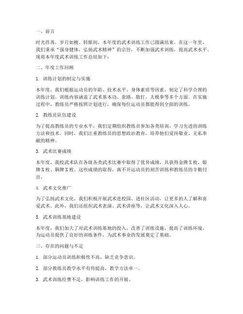武术训练年度总结范文