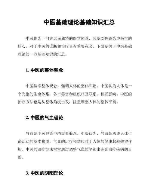 中医基础理论基础知识汇总
