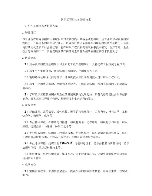 纺织工程类人才培养方案