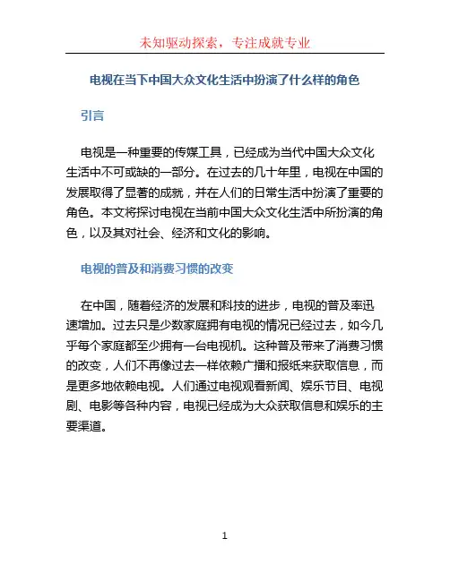 电视在当下中国大众文化生活中扮演了什么样的角色