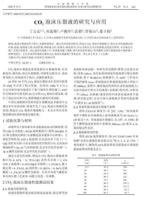 CO2泡沫压裂液的研究与应用