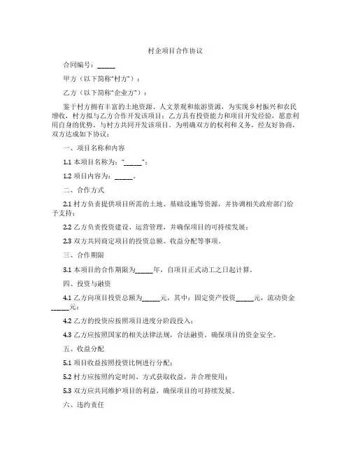 村企项目合作协议