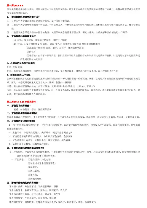 山东大学__口腔医学美学考试笔记