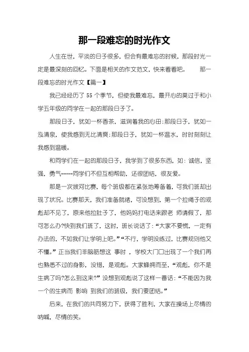 那一段难忘的时光作文