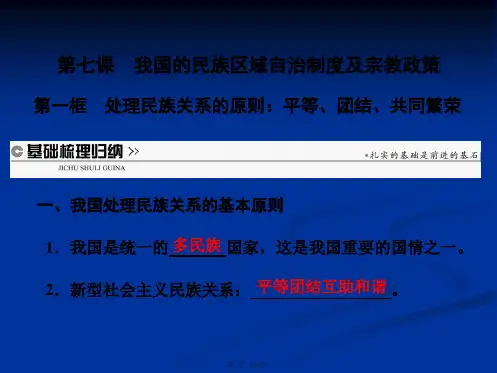 高中政治必修2课件第七课第一框处理民族关系的原则平等团结共同繁荣