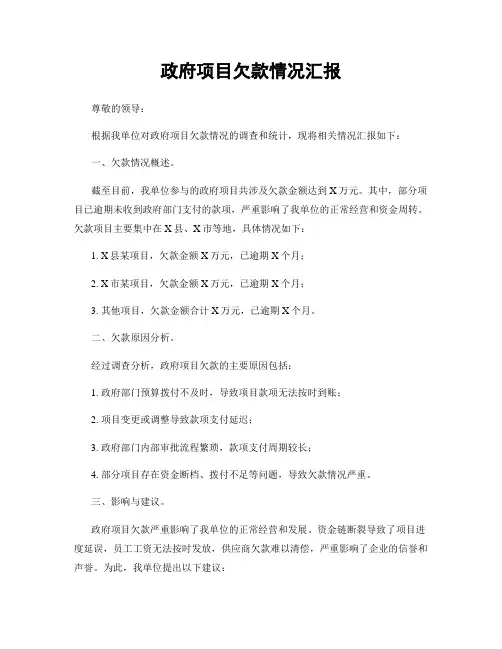 政府项目欠款情况汇报
