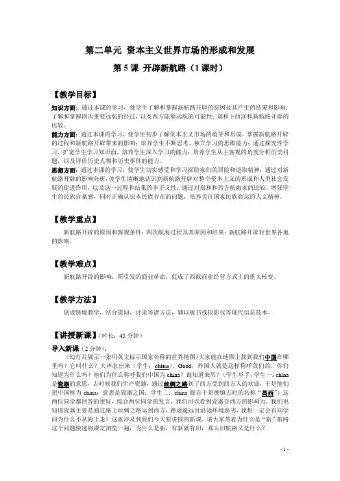 《开辟新航路》教案