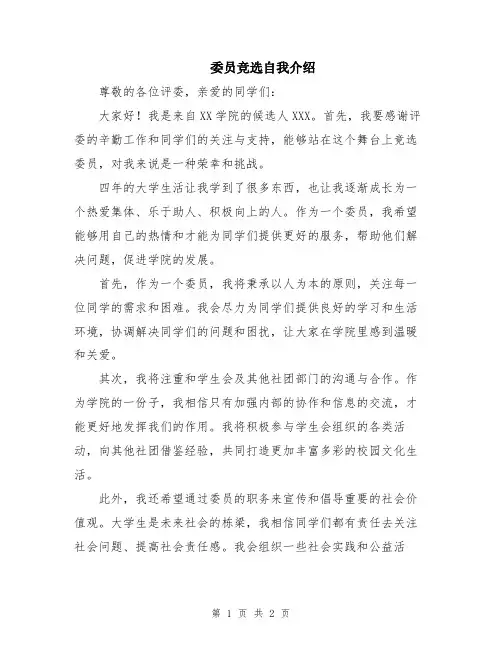 委员竞选自我介绍