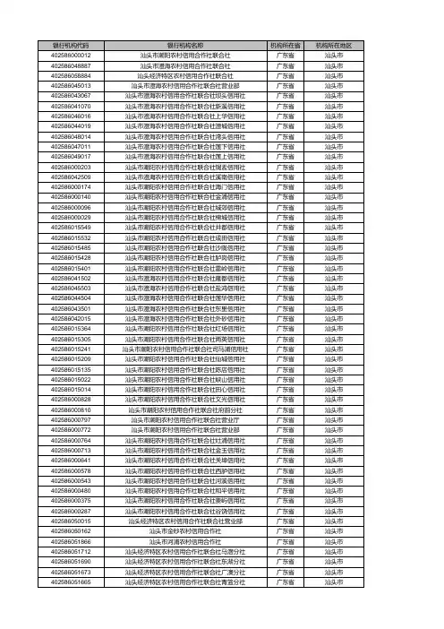 农村信用社-银行机构代码表-银行联行行号(汕头)
