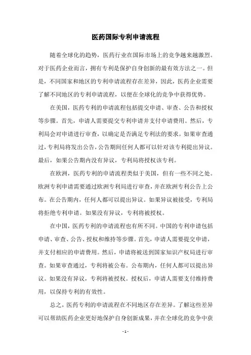 医药国际专利申请流程