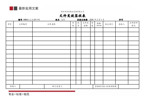文件发放签收表(标准范本)