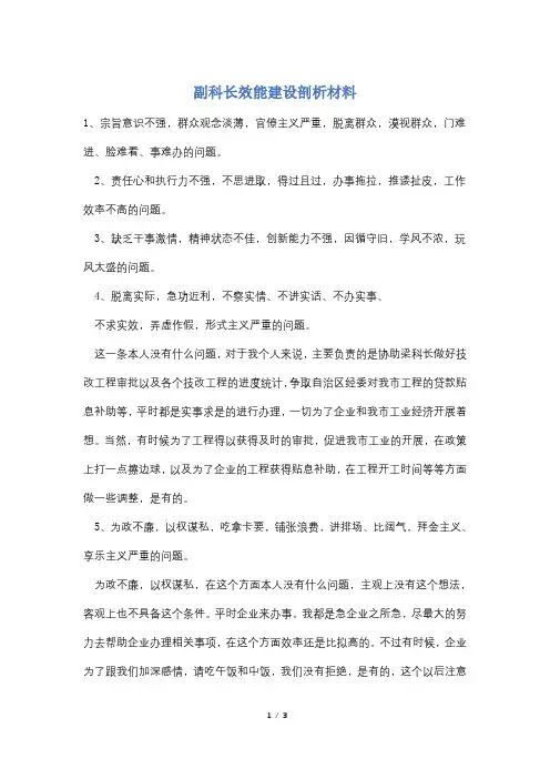 副科长效能建设剖析材料