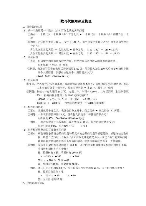 数与代数知识点梳理