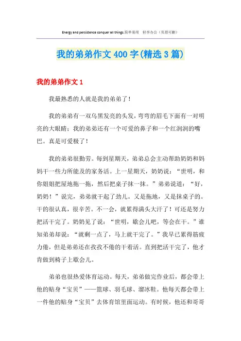 我的弟弟作文400字(精选3篇)