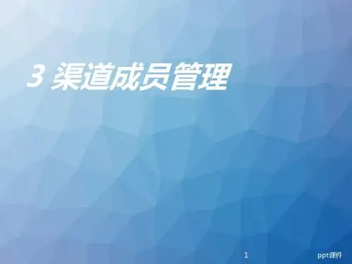 渠道成员管理  ppt课件