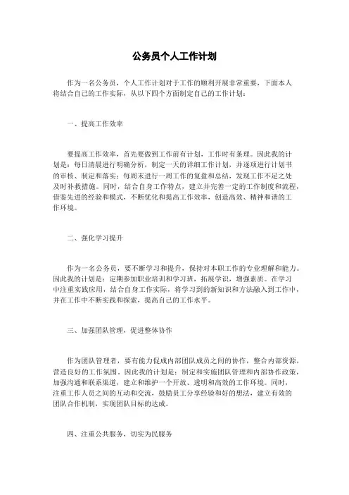 公务员个人工作计划