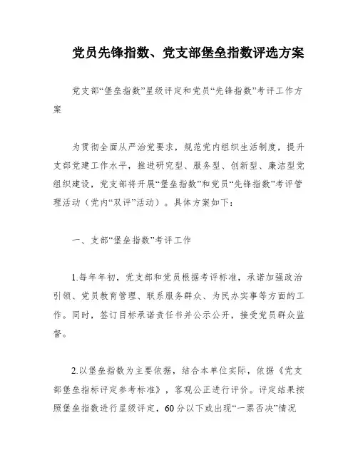 党员先锋指数、党支部堡垒指数评选方案
