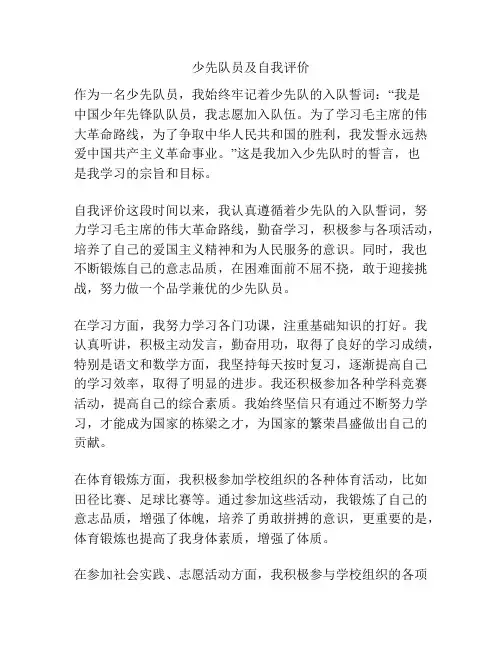 少先队员及自我评价