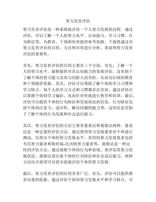智力发育评估