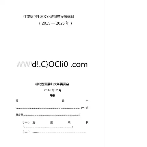 江汉运河生态文化旅游带发展规划..docx