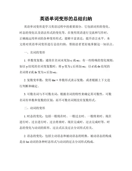 英语单词变形的总结归纳