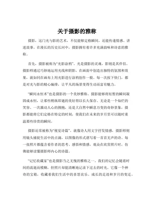 关于摄影的雅称