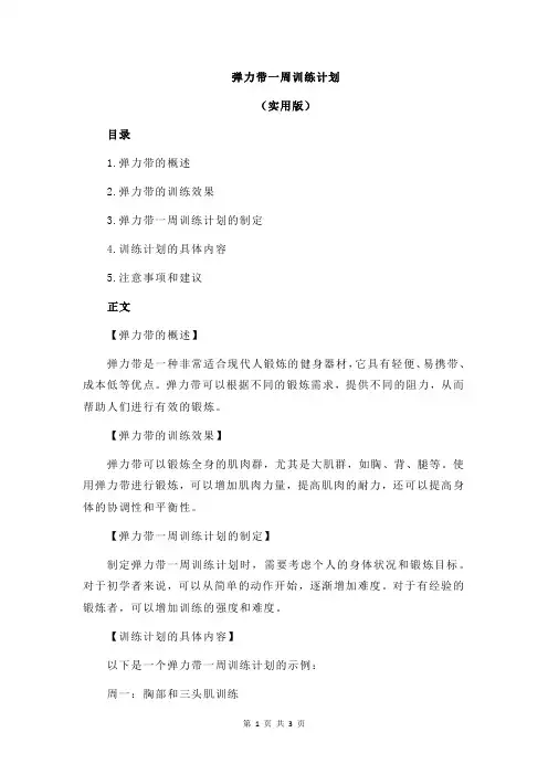 弹力带一周训练计划