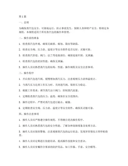 蒸汽包安全操作规程(3篇)