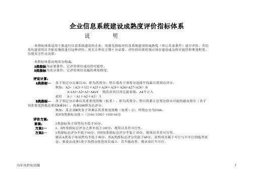 信息化成熟度指标体系