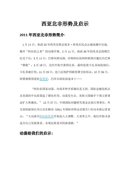 西亚北非形势及对我们的启示