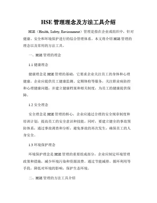 HSE管理理念及方法工具介绍