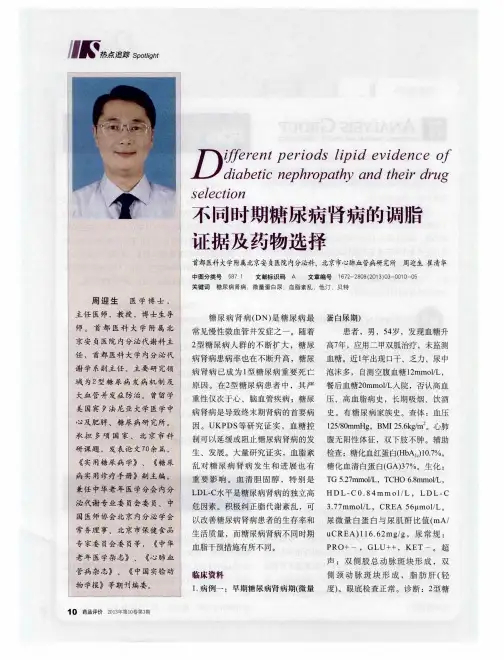 不同时期糖尿病肾病的调脂证据及药物选择