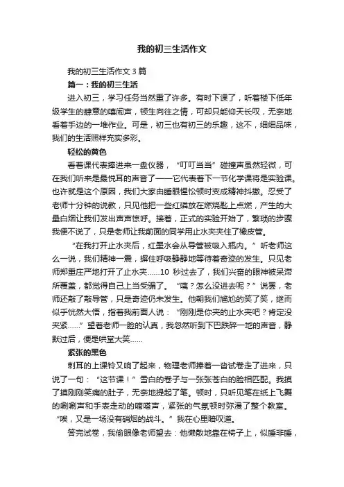 我的初三生活作文3篇