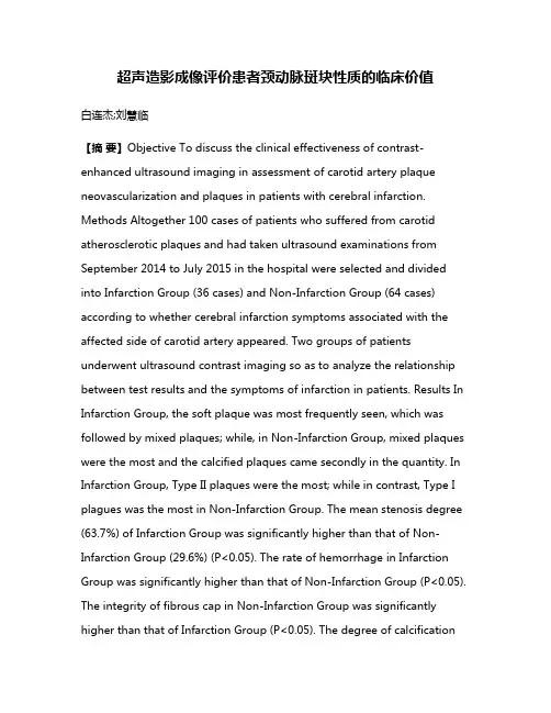 超声造影成像评价患者颈动脉斑块性质的临床价值