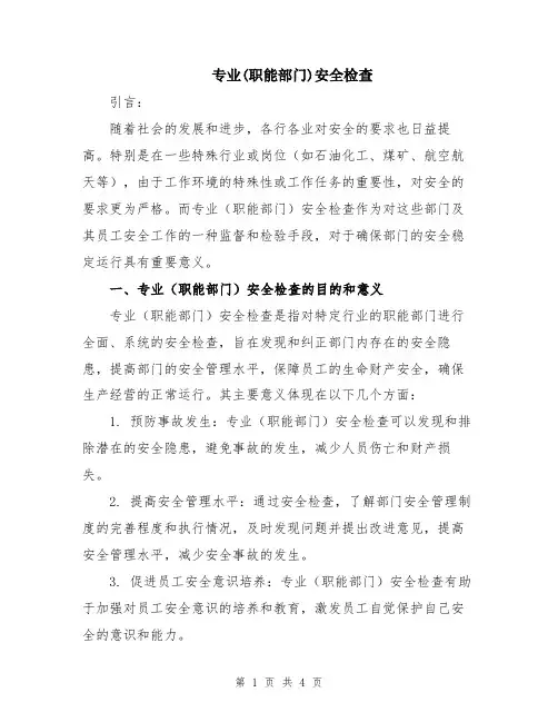 专业(职能部门)安全检查