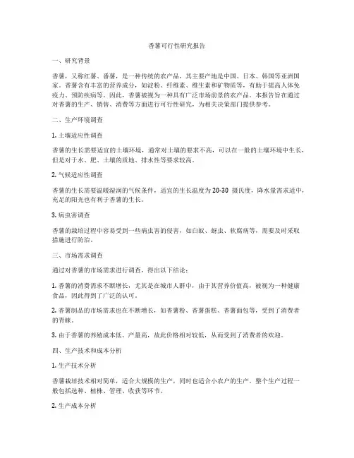 香薯可行性研究报告