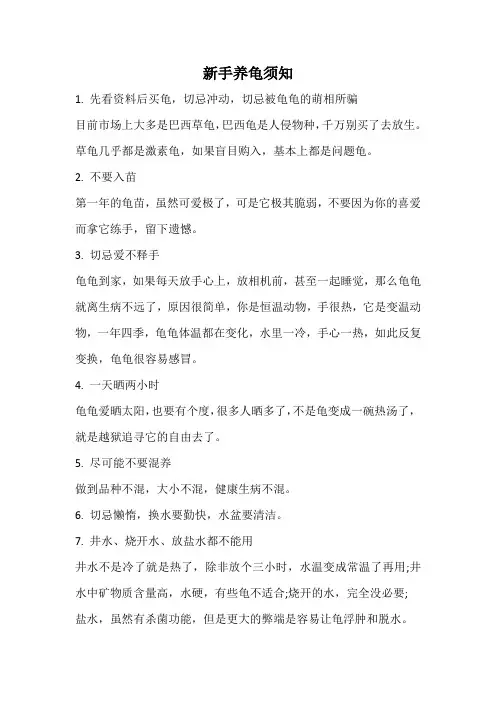 新手养龟须知