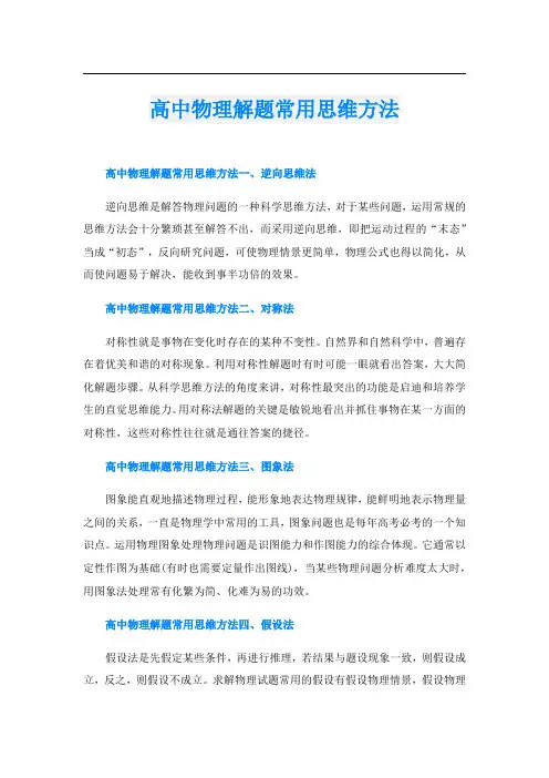 高中物理解题常用思维方法