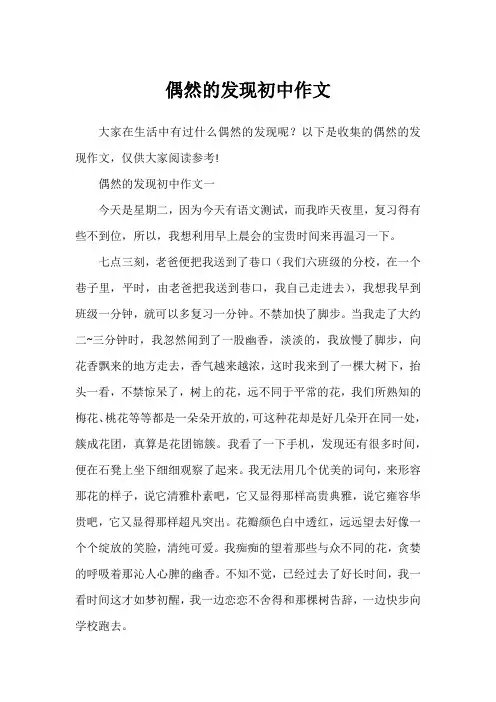 偶然的发现初中作文