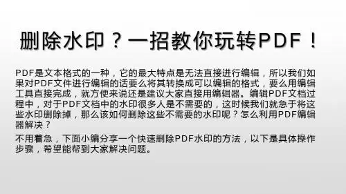 删除水印？一招教你玩转PDF!