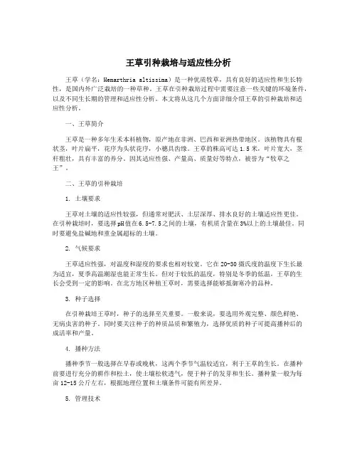 王草引种栽培与适应性分析