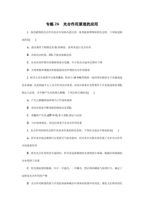 高中生物习题与解析-专练26 光合作用原理的应用